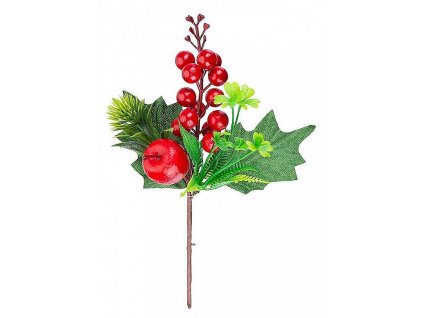 Větvička MagicHome s bobulkami a jablkem, 21cm