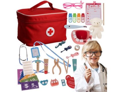 Dětský doktorský kufřík, červený, Kruzzel