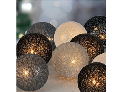 Řetěz MagicHome kuličky 3 odstíny, 10xLED, PE/bavlna, 2xAA, 1,35m