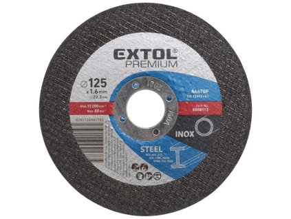 Kotouč řezný na ocel, 125x1,6x22,2mm, EXTOL PREMIUM