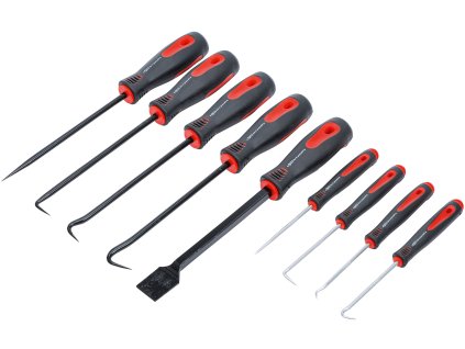 Sada na odstranění těsnění a gufer - 9 ks háčků, šídel/hrotů, škrabka - BGS 0798