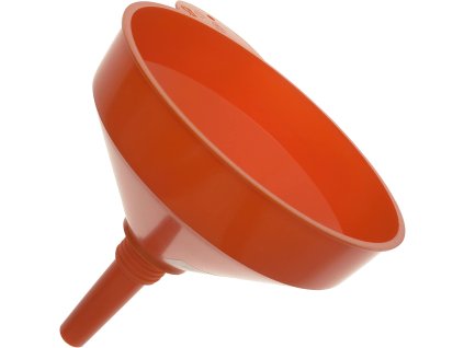 Plastový trychtýř - nálevka, se sítkem a vnějším závitem, průměr 190 mm, závěsné očko