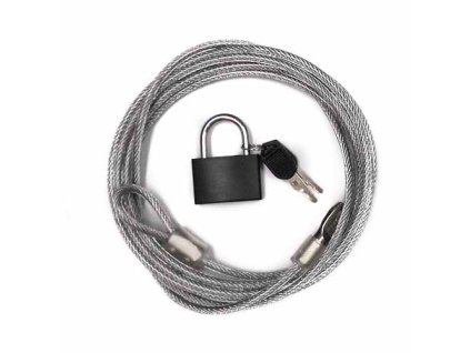 Bezpečnostní lanko 3 m, ocel, se zámkem a 2 klíči