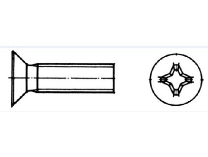 Šrouby zápustné, křížové DIN 965, pozinkované, různé rozměry
