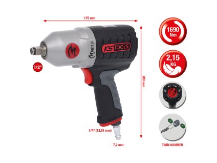 Pneumatický rázový utahovák 1/2” 1690 Nm - KS Tools 515.1210 Monster