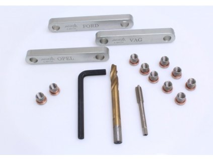 Přípravky na opravu závitů vodítek brzdičů M9x1,25mm na VAG, Opel, Ford, sada 16 ks - ASTA