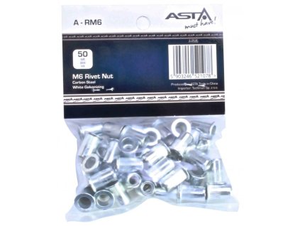 Maticové nýty - nýtovací matice s plochou hlavou, ocel, různé rozměry, balení 50 ks - ASTA