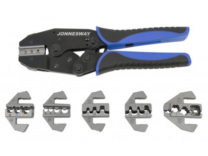 Krimpovací kleště konektorové - sada s výměnnými čelistmi, 7 ks - JONNESWAY AR030058