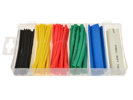 Smršťovací bužírky - hadičky, velikosti 1,5-13 mm, barevné, sada 100 ks po 10 cm