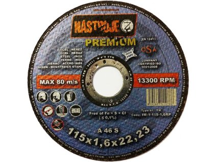 Kotouč řezný 115x1,6x22 na ocel a nerez