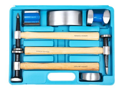 Klempířská sada karosářského nářadí, 3 kladiva, 4 babky - QUATROS QS14753A