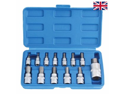 Zástrčné hlavice Imbus 1/4", 3/8" a 1/2", palcové 5/64" - 9/16", sada 13 ks - SATRA