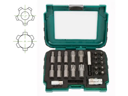 Sada bitů 1/4", TORX pěticípý s otvorem a TORX-plus IP, 23 dílů - JONNESWAY S29TP23S