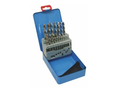Vrtáky do kovu kobaltové 1,00-10,00x0,5 mm, DIN 338RTiHSSCo5 PN 2907, sada 19 ks v kovu