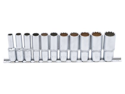Hlavice 3/8” nástrčné prodloužené 12hranné, velikosti 8-19 mm, sada 11 ks - BGS 5252