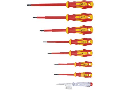 Elektrikářské šroubováky VDE izolované, ploché a křížové, sada 8 dílů - BGS 35838