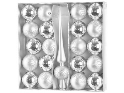 Baňky MagicHome sada stříbrná, 6cm, 21ks