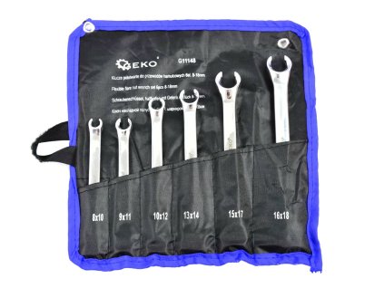 Očkové klíče na převlečené matice, 8-18 mm, v textilním pouzdře, sada 6 ks