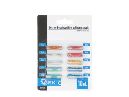 Sada válcových pojistek, 5-25 A, 10 ks v blistru