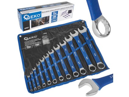 Očkoploché klíče, protiskluzové, 6-32 mm, 12 ks v látkovém obalu