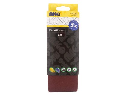 Brusný pás A60, 75 x 457 mm, sada 3 ks - MAGG 020002