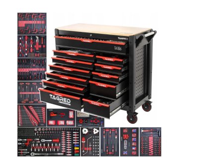 Dílenský vozík s 12 šuplíky a 691 ks XXL, TAGRED TA186