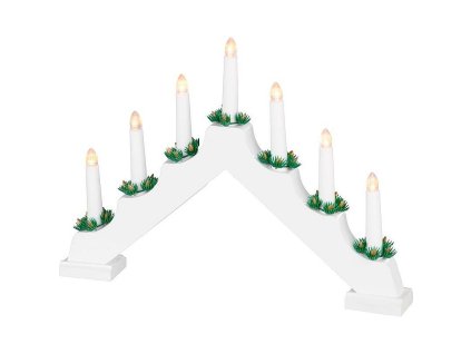 Svícen MagicHome 7x LED teplá bílá, 2xAA, interiér, 39x4,5x29cm, bílý
