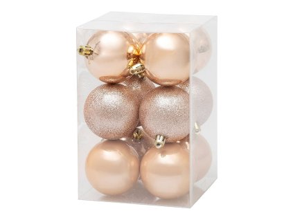 Baňky MagicHome růžové zlato, 6cm, 12ks