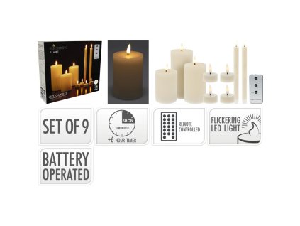 HOMESTYLING LED svíčky sada 9 ks s dálkovým ovládáním KO-AX6200120