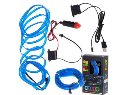 Osvětlení interiéru auta ambietní USB/12V, 3m modré