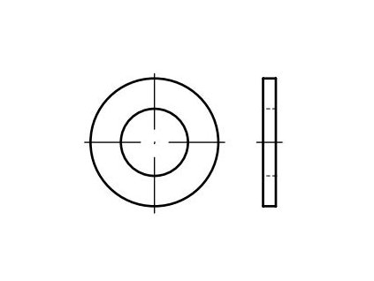 Podložky ploché DIN 125, rozměr M8, pro 6hranné šrouby, balení 30 kusů