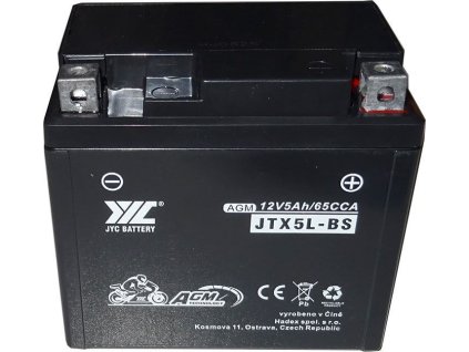 Pb akumulátor JYC JTX5L-BS AGM pro motocykly 12V/5Ah pravý