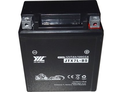 Pb akumulátor JYC JTX7L-BS AGM pro motocykly 12V/7Ah pravý