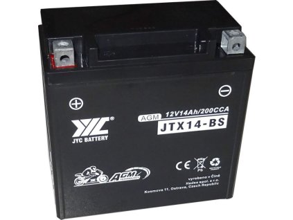 Pb akumulátor JYC JTX14-BS AGM pro motocykly 12V/14Ah levý