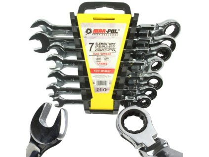 Klíče ráčnové očkoploché s kloubem 7ks 8-19mm MAR-POL