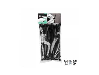 Stahovací pásky na vodiče 2,5x200mm 100 ks UV BLACK