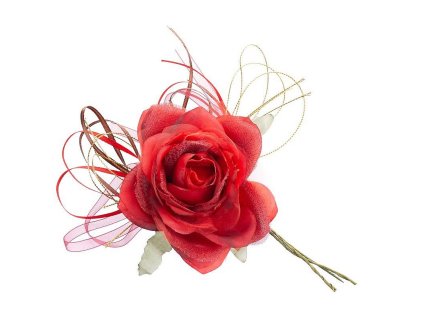 Květ růže, červená, stonek, 1bal. = 6ks, cena za 1ks