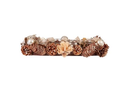 Ikebana adventní MagicHome přírodní krémová, 44x15x9cm