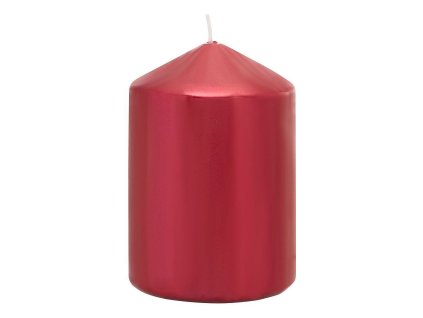 Svíčka MagicHome válcová metalický efekt, červená, 7x10cm
