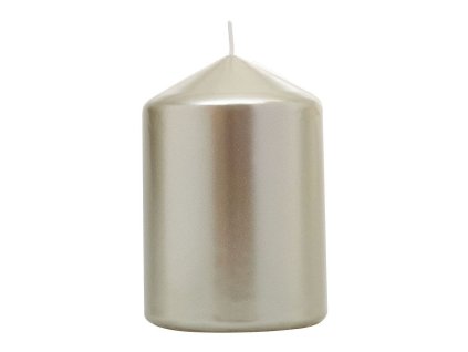 Svíčka MagicHome válcová metalický efekt, šampaň, 7x10cm