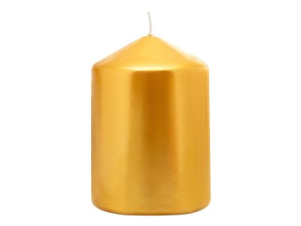 Svíčka MagicHome válcová metalický efekt, zlatá, 7x10cm