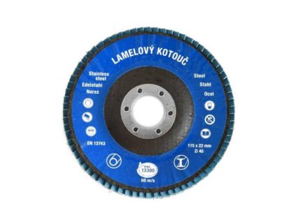 Kotouč lamelový brusný Ø115 x 22 mm, P40, Zirkon Klasik