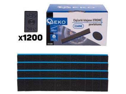 Samolepící závaží na kola 12x5g XTREME, černé, 100ks pásků GEKO