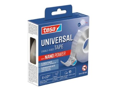 Páska univerzální oboustranná, 3 m x 30 mm, průsvitná, Nano Power,  TESA