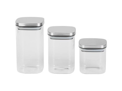 Nádoba MagicHome, sada 3 ks, 800/1100/1500 ml, skleněná, nerezový uzávěr