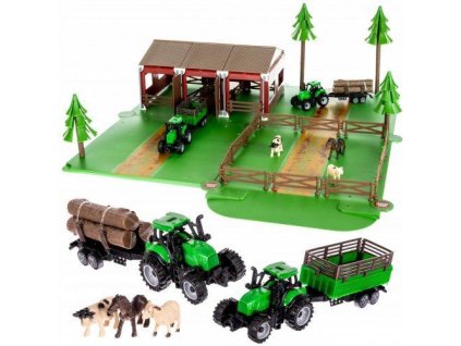 Farma k sestavení s kovovým traktorem a zvířátky 102 dílků Kruzzel