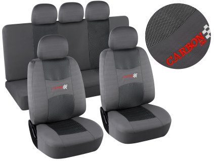 Potahy sedadel sada 9ks CARBON LIGHT šedé AIRBAG