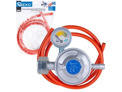 Sada pro připojení propanbutanové láhve (regulátor s manometrem, svorky, hadice 2 m) - GEKO