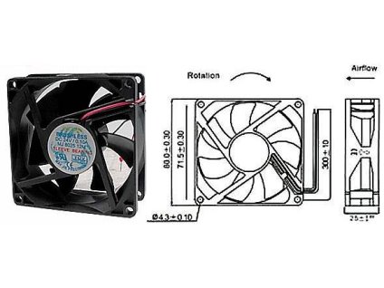 Ventilátor 80x80x25mm 24V/0,13A 3000 ot/min