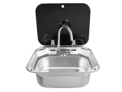 Nerezový dřez s víkem do karavanů s příslušenstvím